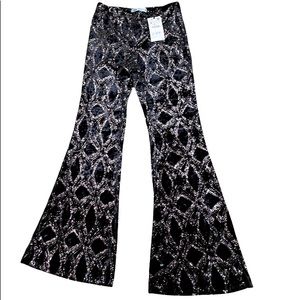 ZARA sequins & velvet FLARE night on the town pants